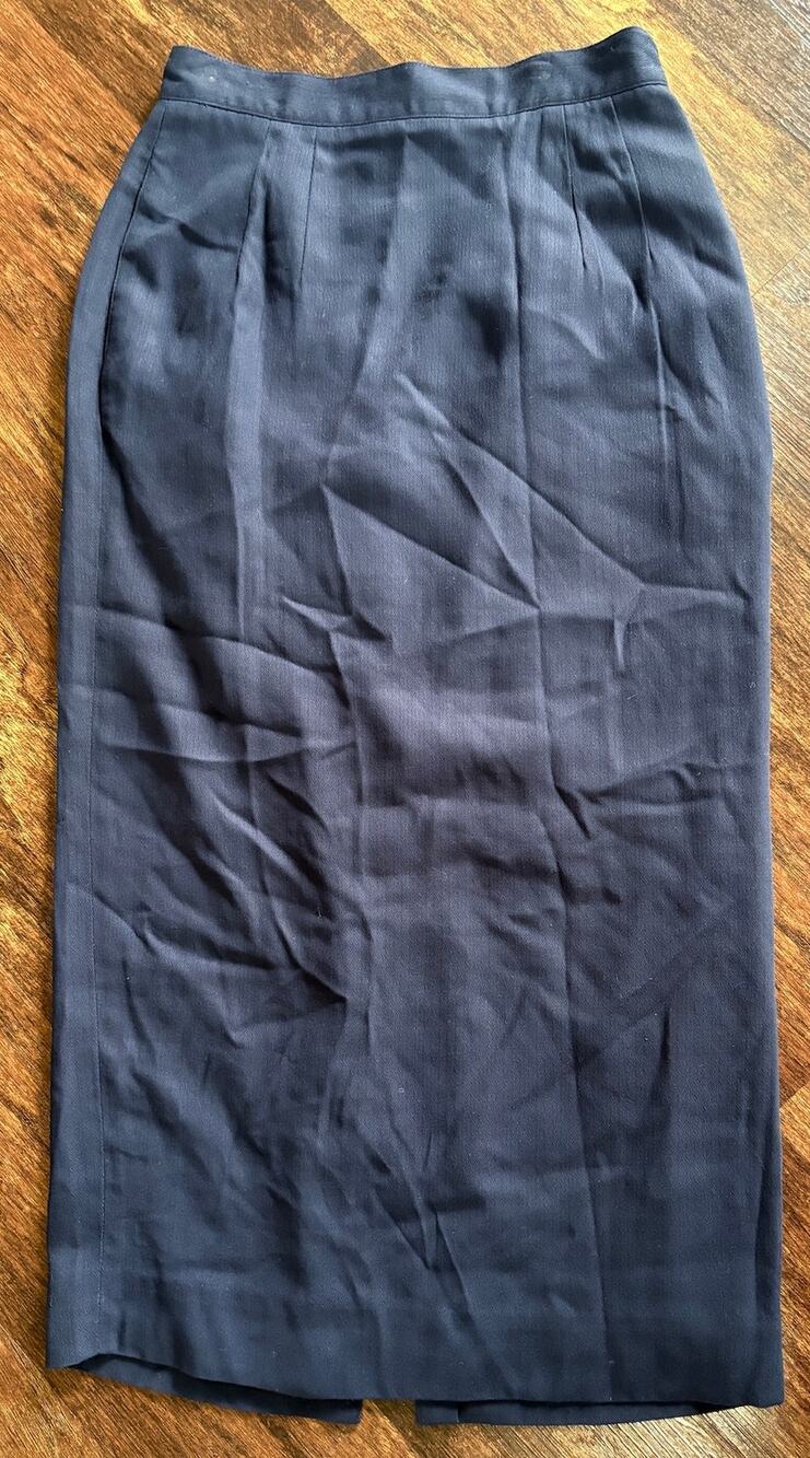 Vintage Liz Claiborne Navy Rayon Pencil Skirt - High-Waisted Size Vintage 6